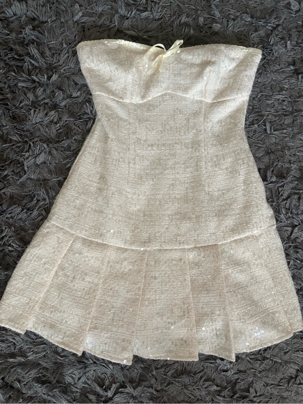 Windsor Ivory Strapless Textured Party Dress